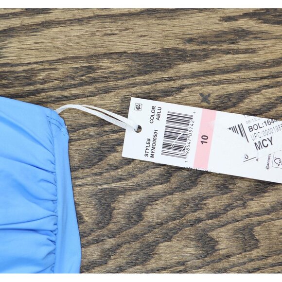 NEW Anne Cole In Color Twist Front Shirred One-Piece Swimsuit Arctic Blue 10 - Picture 4 of 10